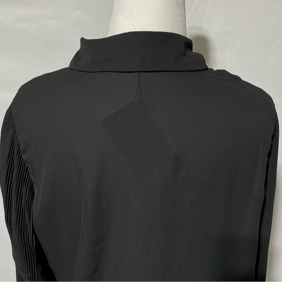 New Area Stars Pleated Puff Sleeve Button Down Blouse Lee Black Size Small - Picture 11 of 16